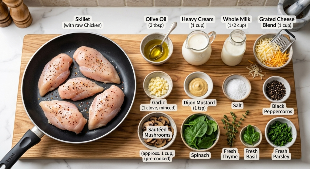 ingredients of Chicken Breast in Cheese Sauce