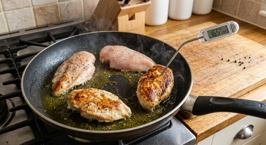 Sear the Chicken for Chicken Breast in Cheese Sauce